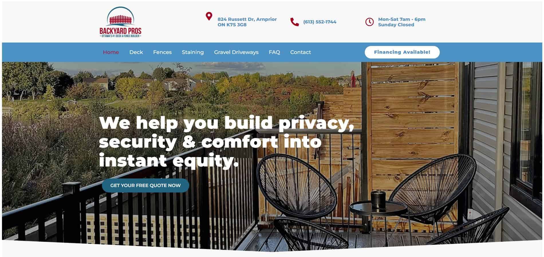 Portfolio | Backyard Pros A website design for a home security company.