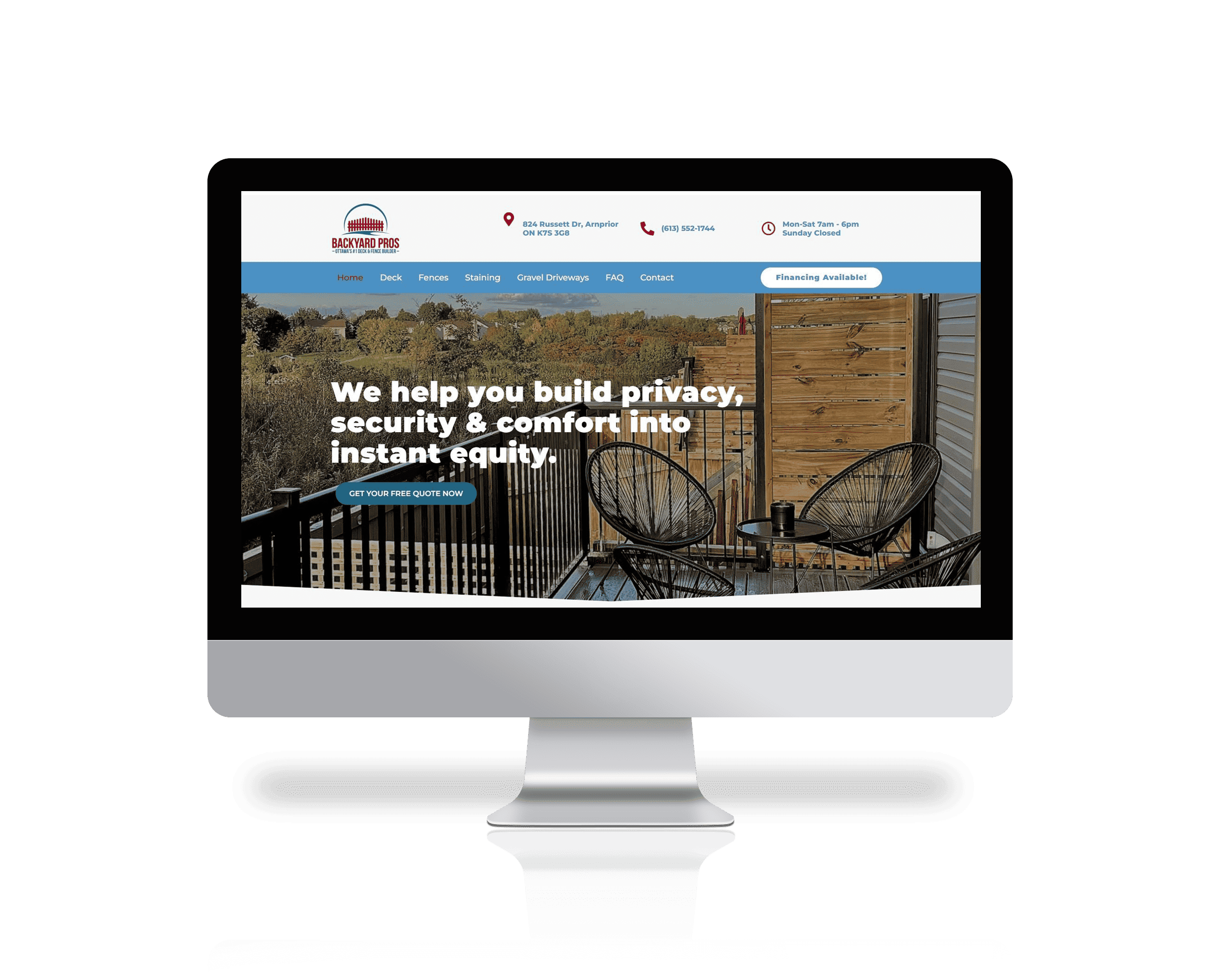 A computer screen displaying a website design.
