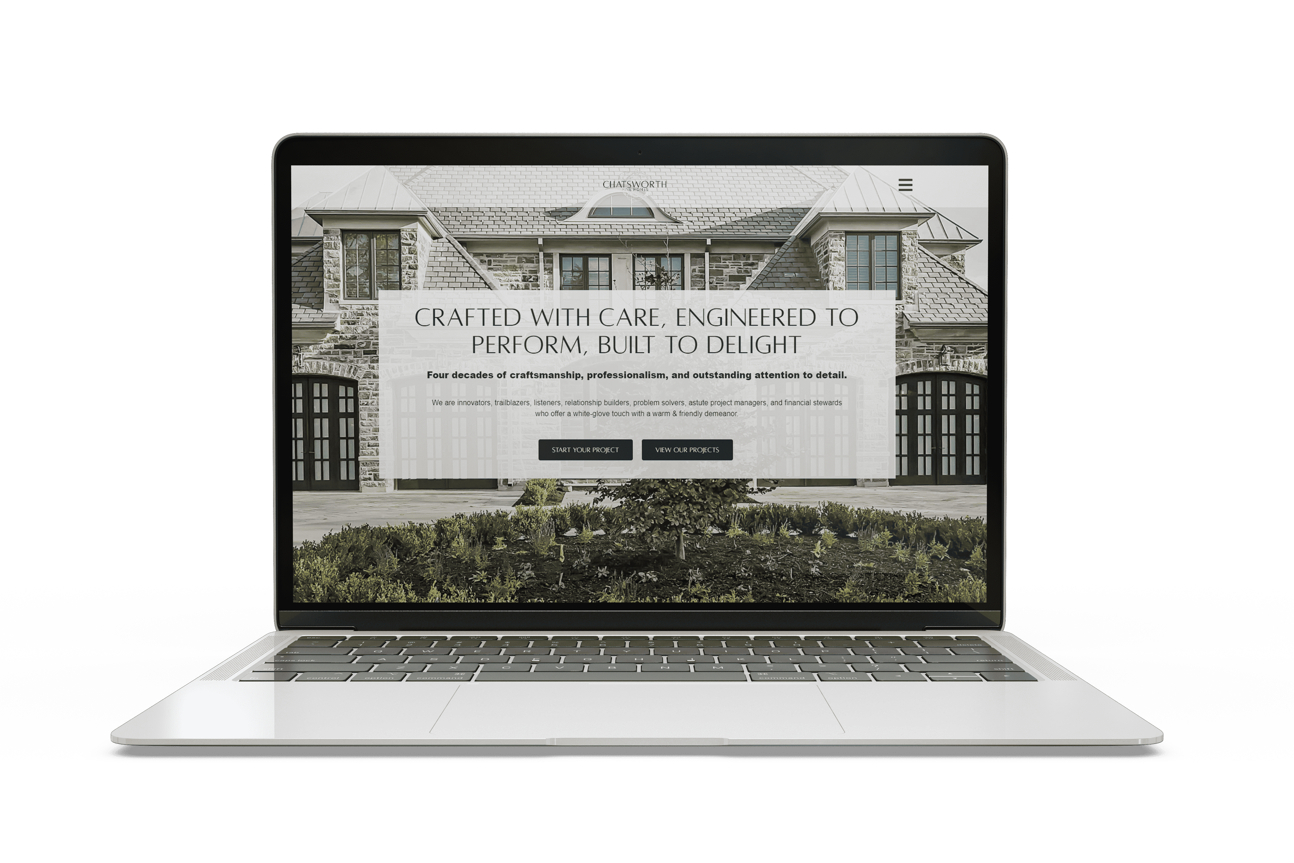 A laptop computer with a website design on it.
