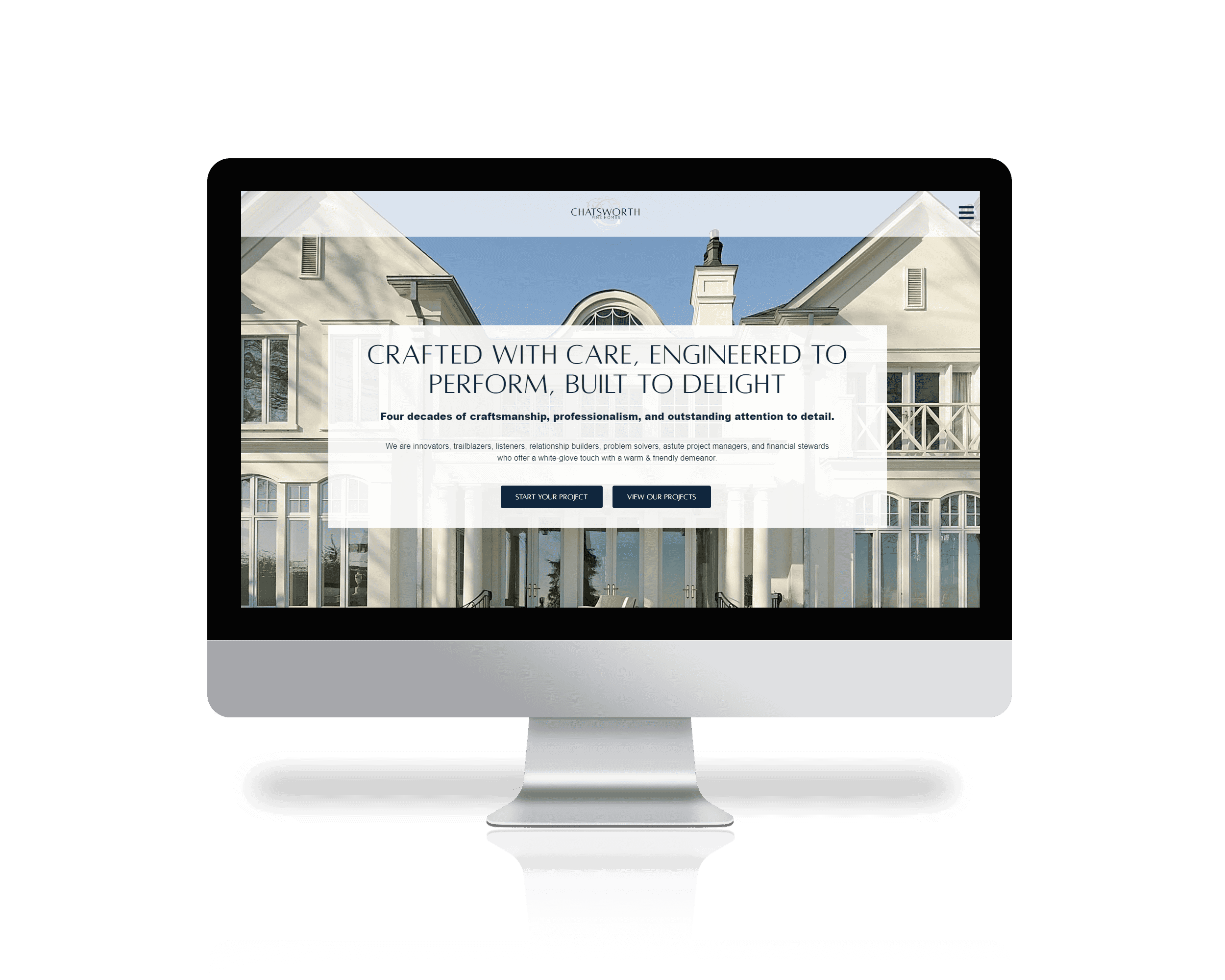 A computer screen displaying a website for a real estate company.