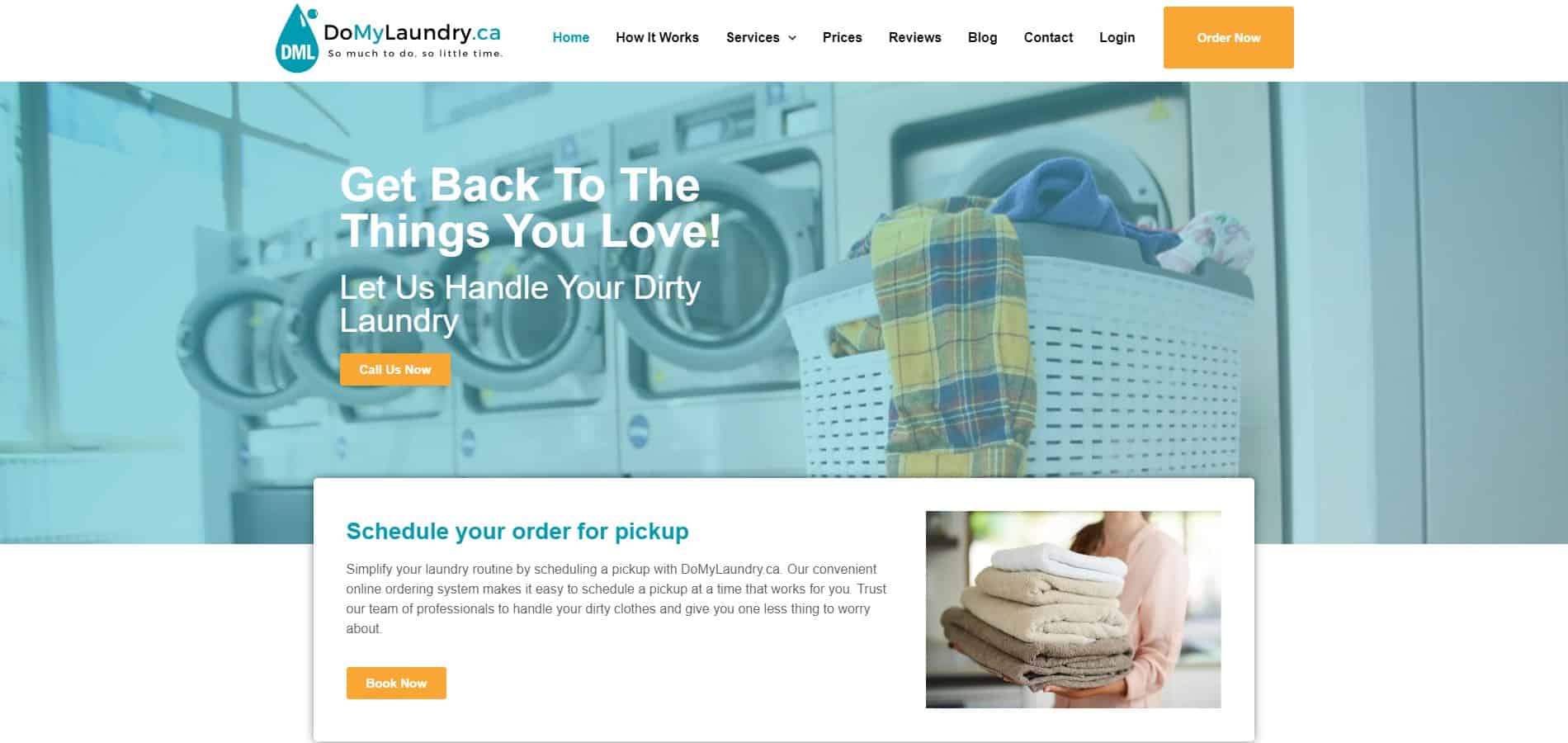 Portfolio | DoMyLaundry A laundry wordpress theme with a picture of a washing machine.