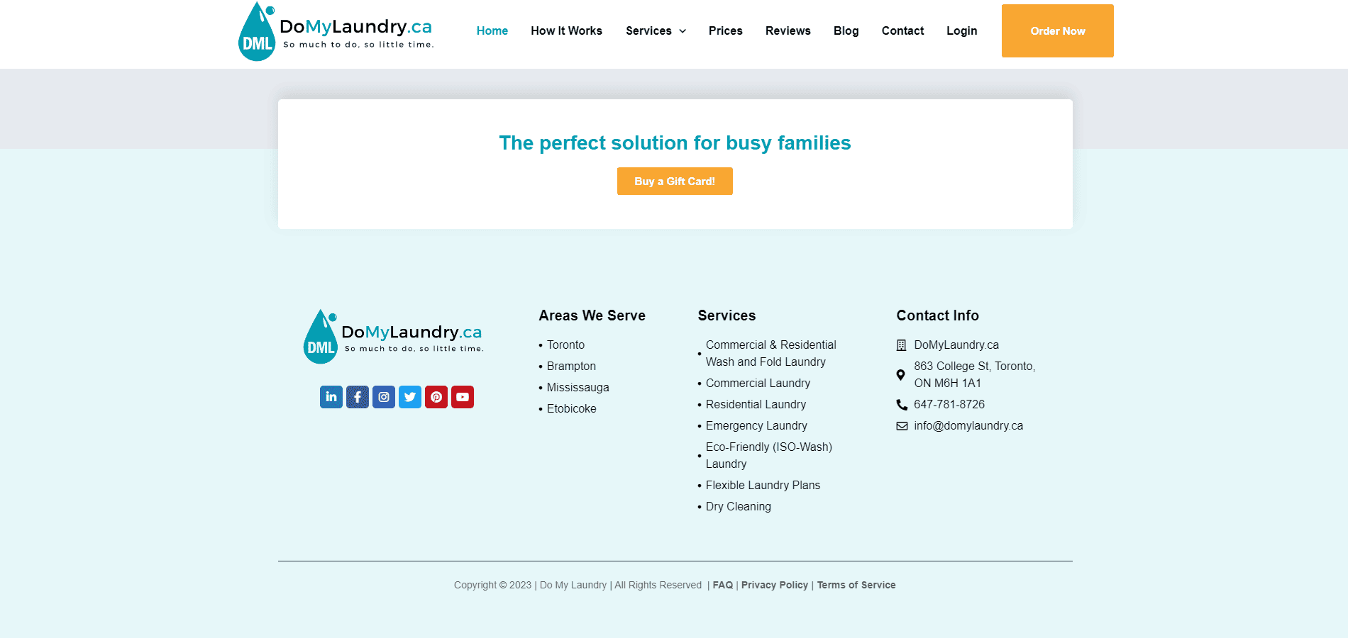 Portfolio | DoMyLaundry The homepage of a website for a water treatment company.