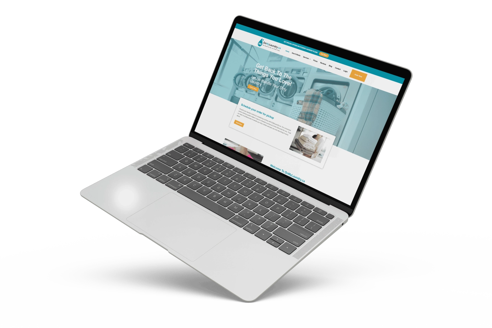 A laptop computer with a DoMyLaundry website on it.