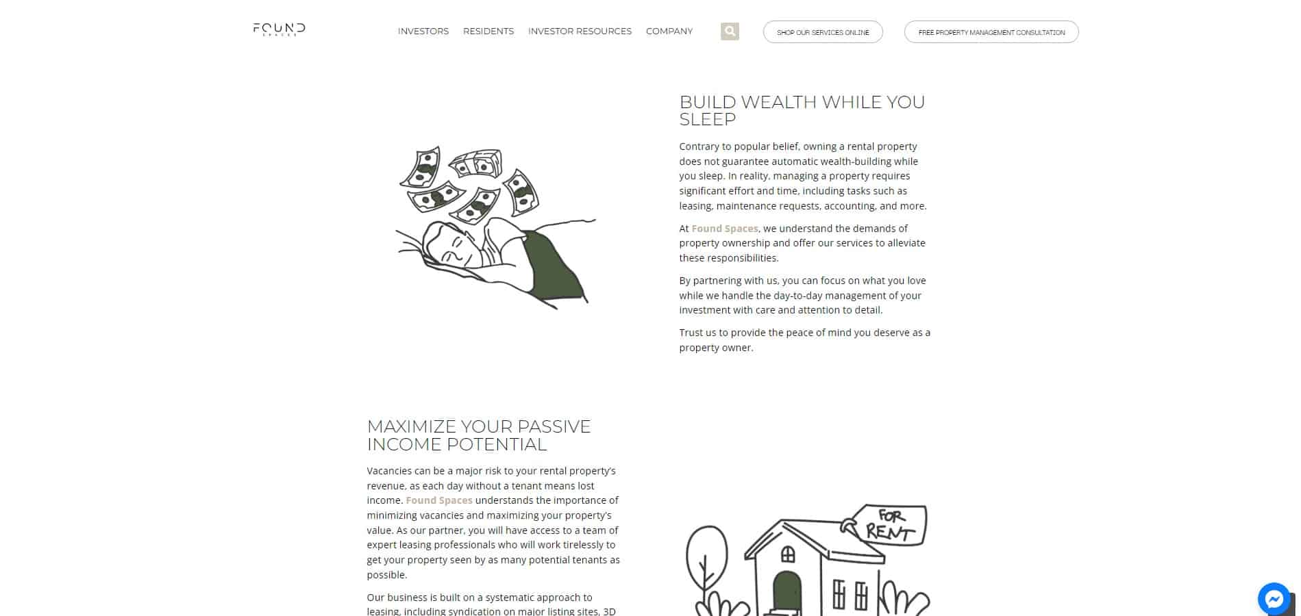 Portfolio | Found Spaces The homepage of a website with an image of a house.