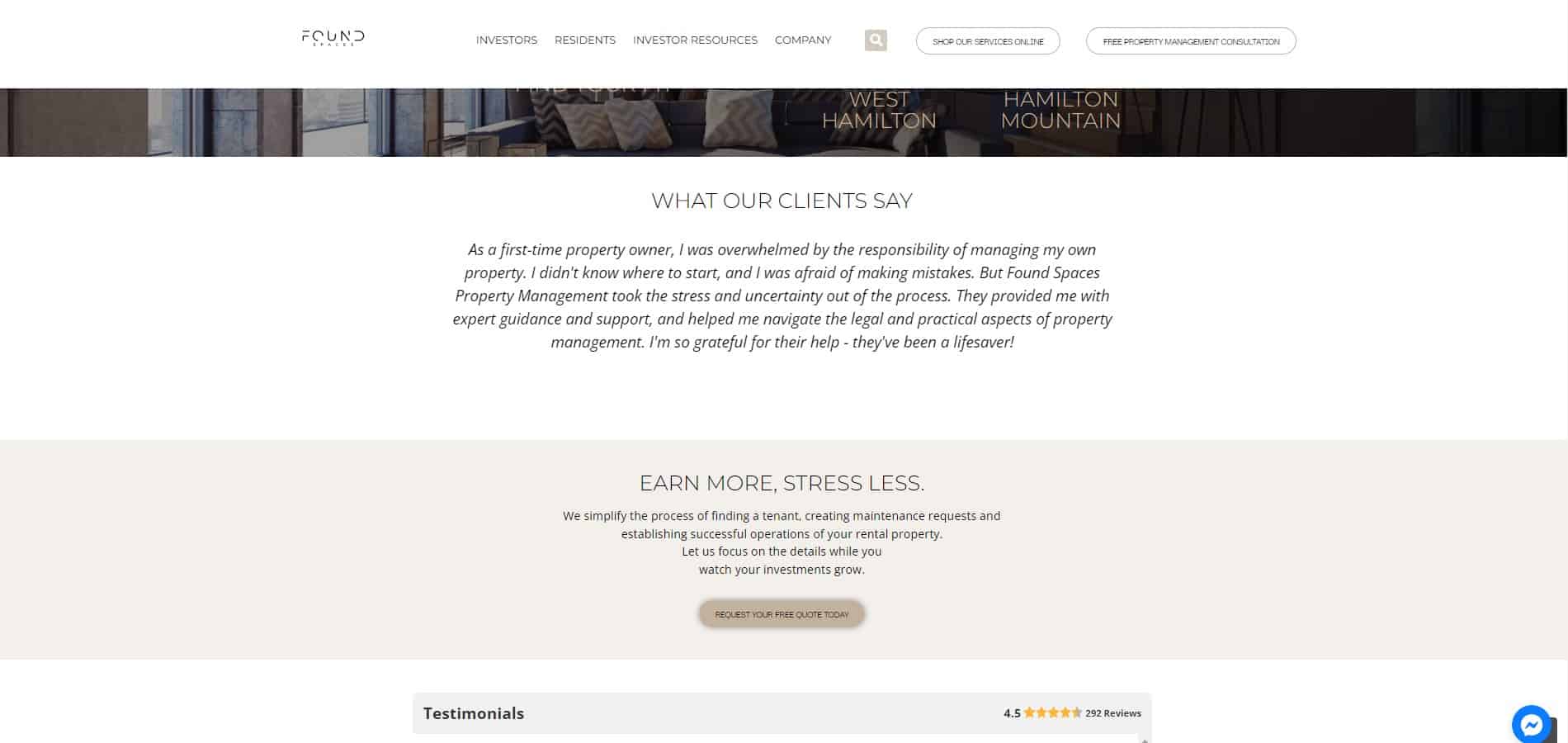 Portfolio | Found Spaces A website design for a furniture store.