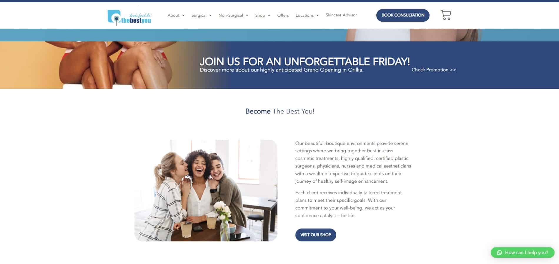 Portfolio | The Best You A website design for a women's health clinic.