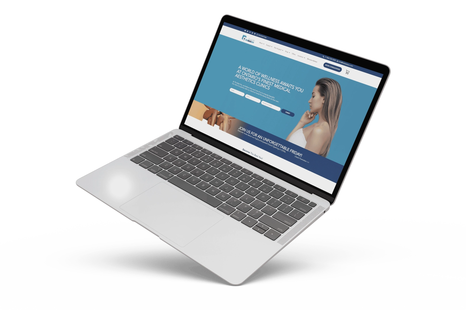 A laptop showcasing the best you for your professional portfolio with a woman's face on it.