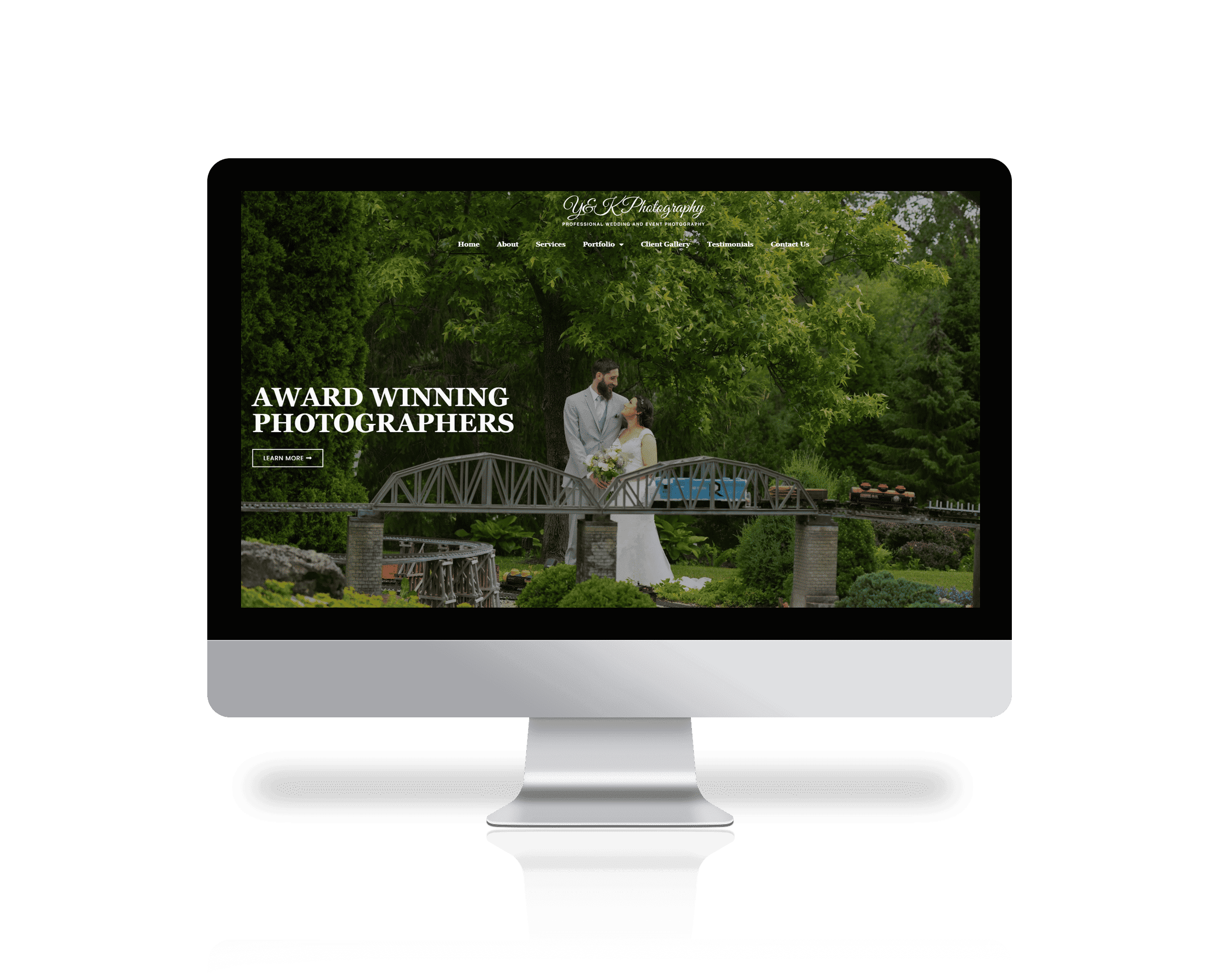 A computer screen displaying a wedding website.
