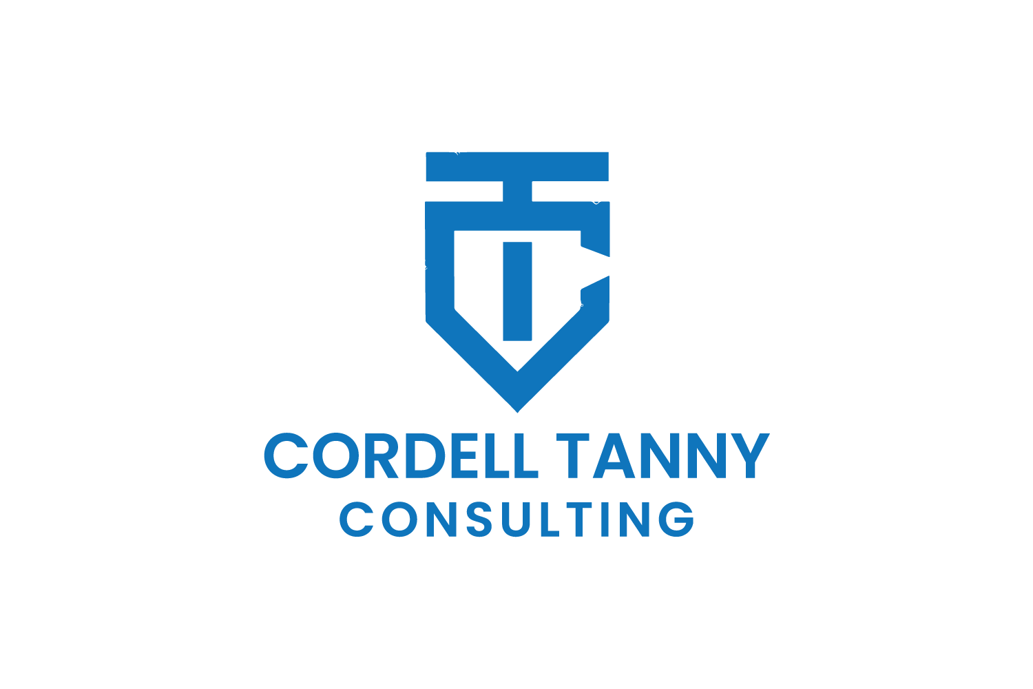 Blue logo of "Cordell Tanny Consulting" featuring a stylized letter "C" and "T" emblem above the text, exemplifying a compelling branding case study.