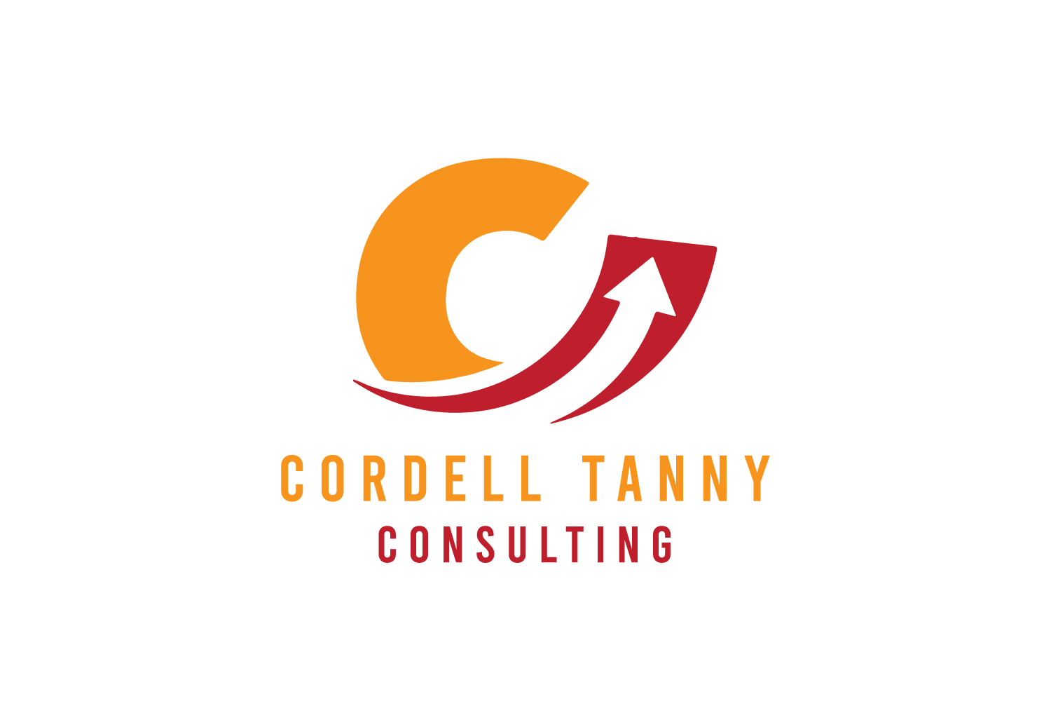Logo for Cordell Tanny Consulting featuring an orange "C" and a red arrow, with the company name below—perfect for any branding case study.