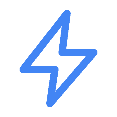 A light blue square with a slightly darker blue lightning bolt symbol in the center, representing a dynamic digital marketing service.