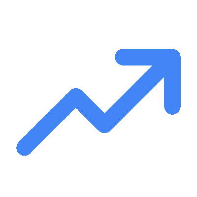 A solid blue rectangle with a faint upward-pointing line graph or trend arrow in the center, symbolizing growth and success in digital marketing service.