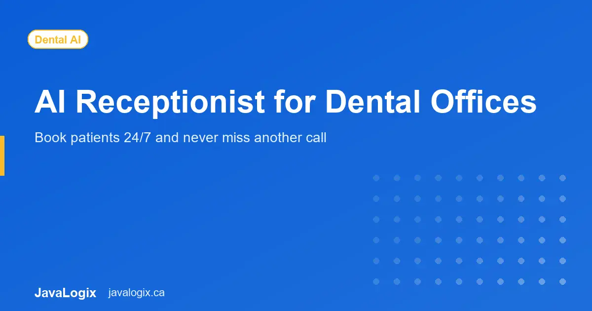 AI receptionist for dental office appointment booking graphic