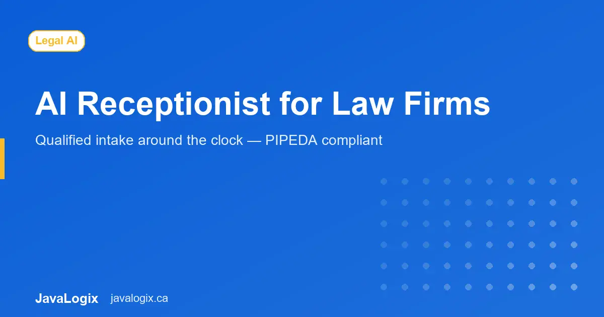AI receptionist for law firms new client intake graphic